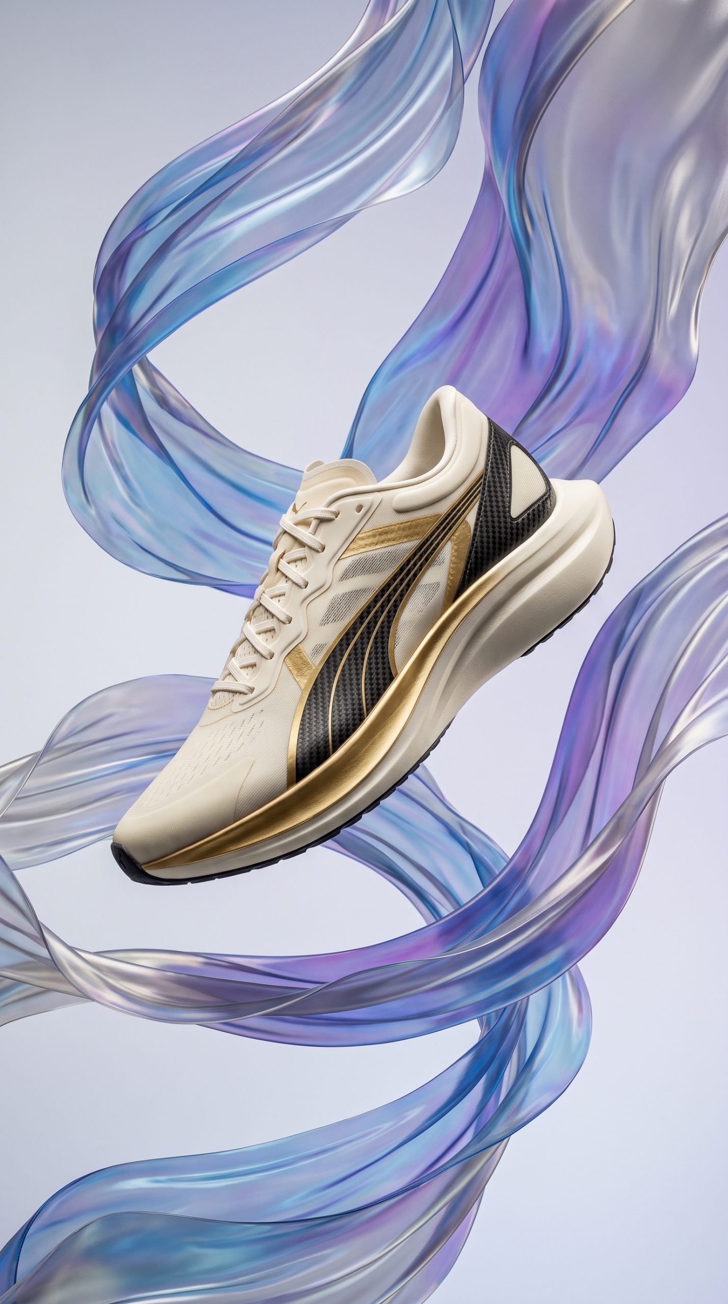 Floating fabric product effect shoe