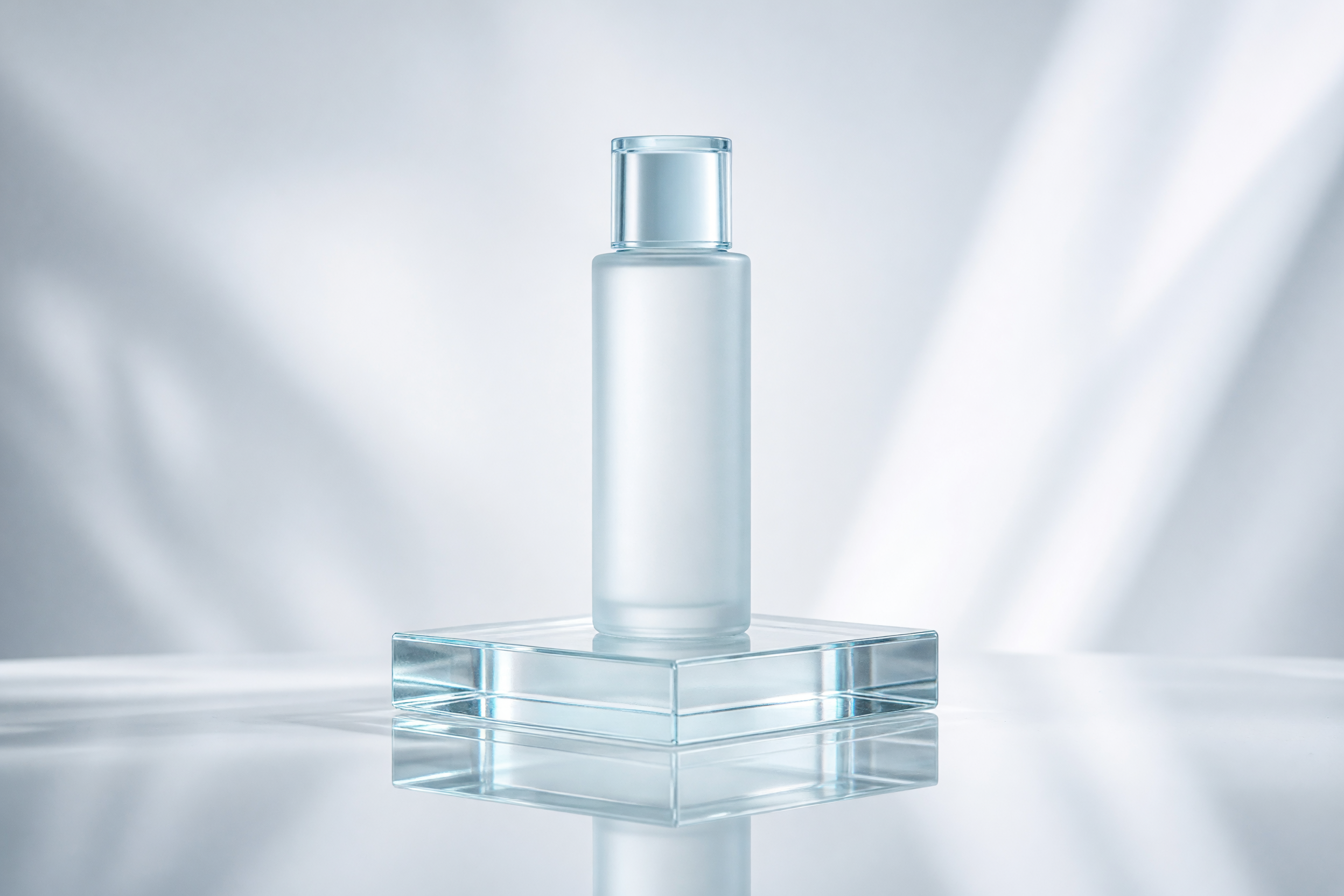 glass reflection product look skincare bottle