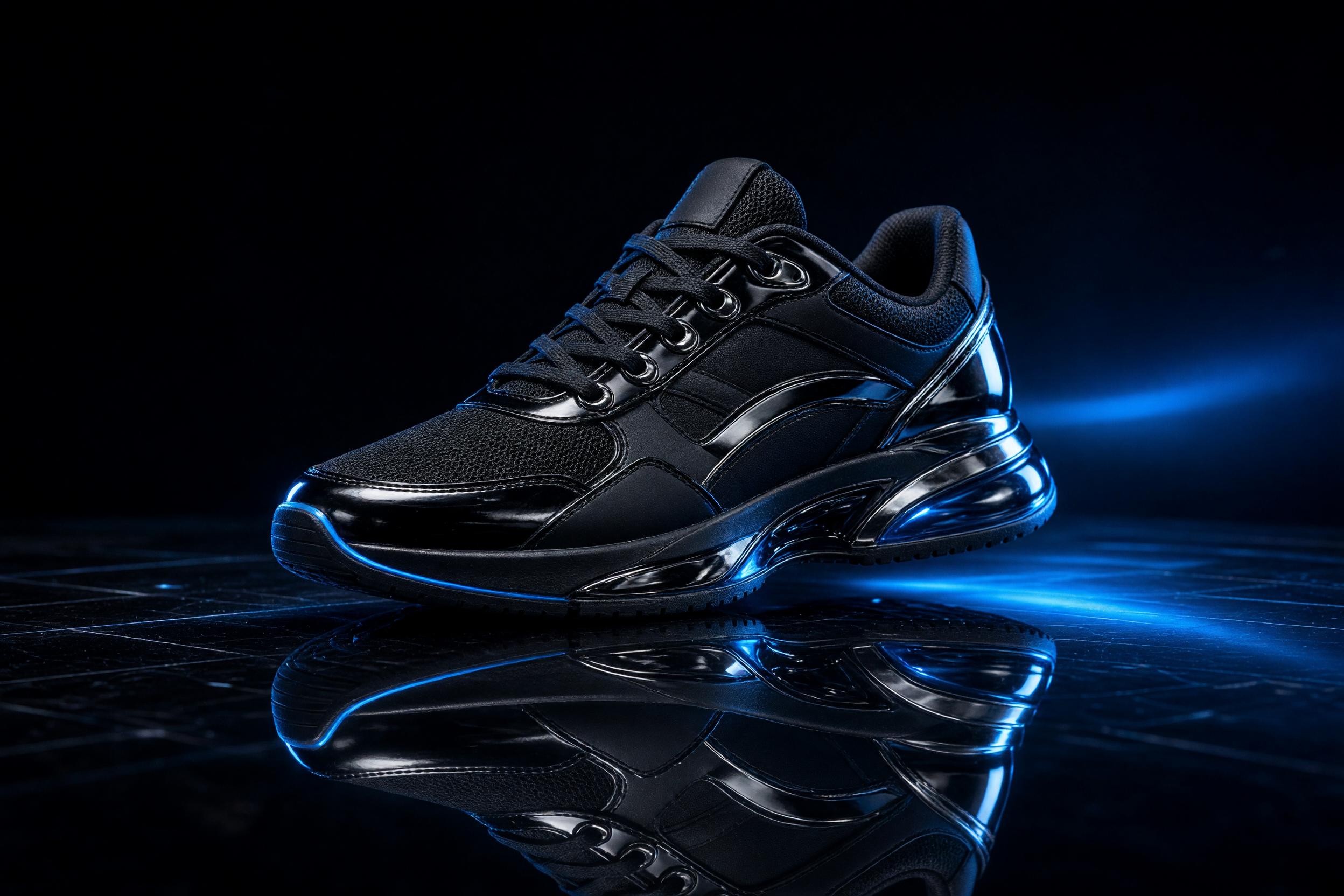 glass reflection sneaker ad