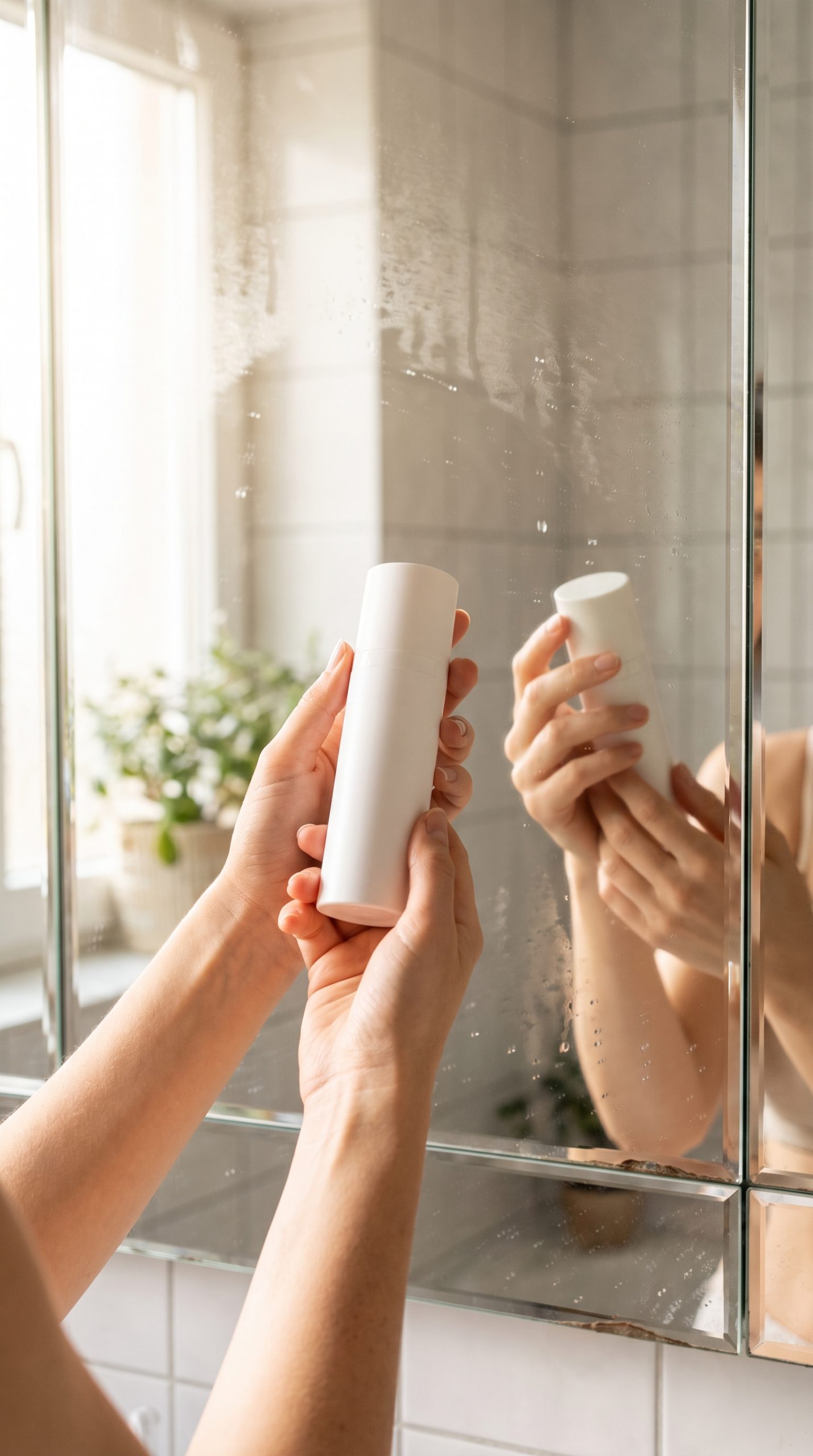 Handheld product story skincare mirror routine