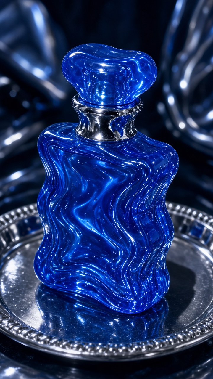Glossy jelly perfume product ad with direct flash