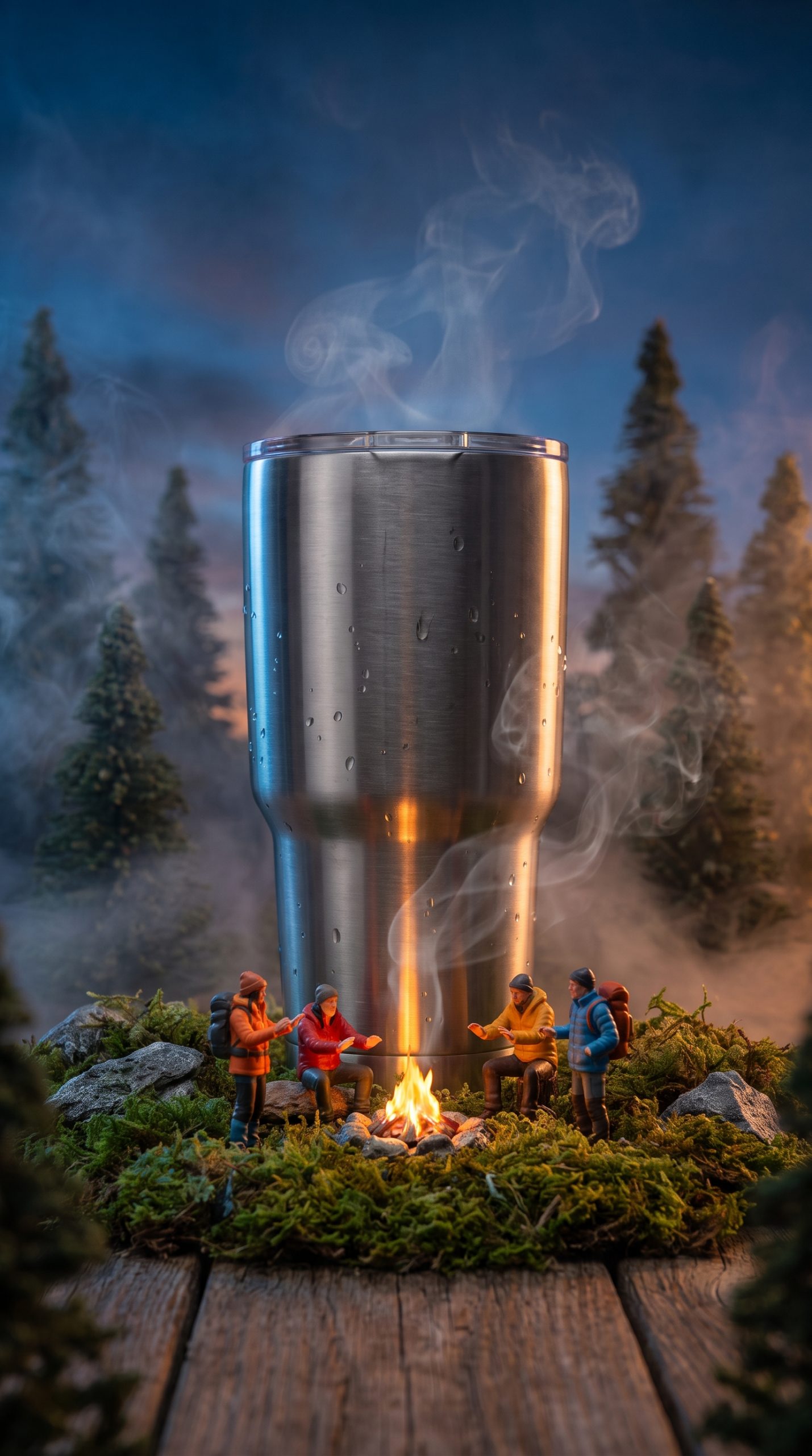 Miniature product world coffee tumbler ecommerce ad