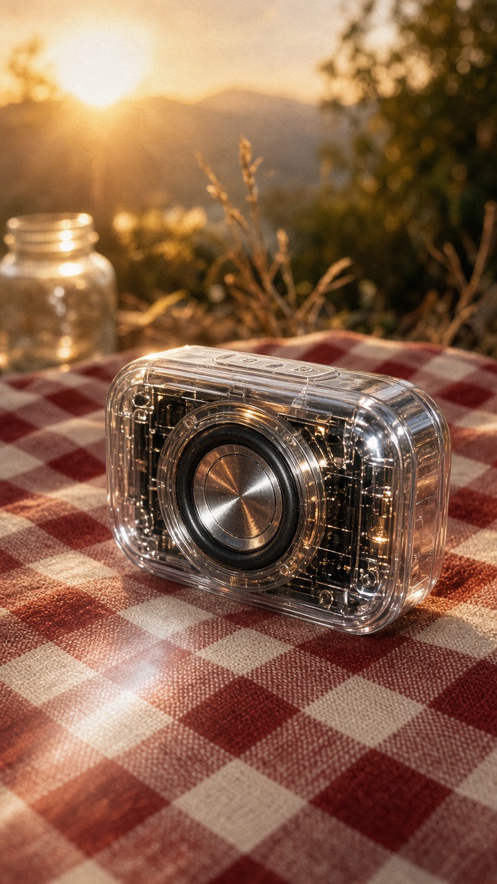Speaker in a disposable camera nostalgic film product effect
