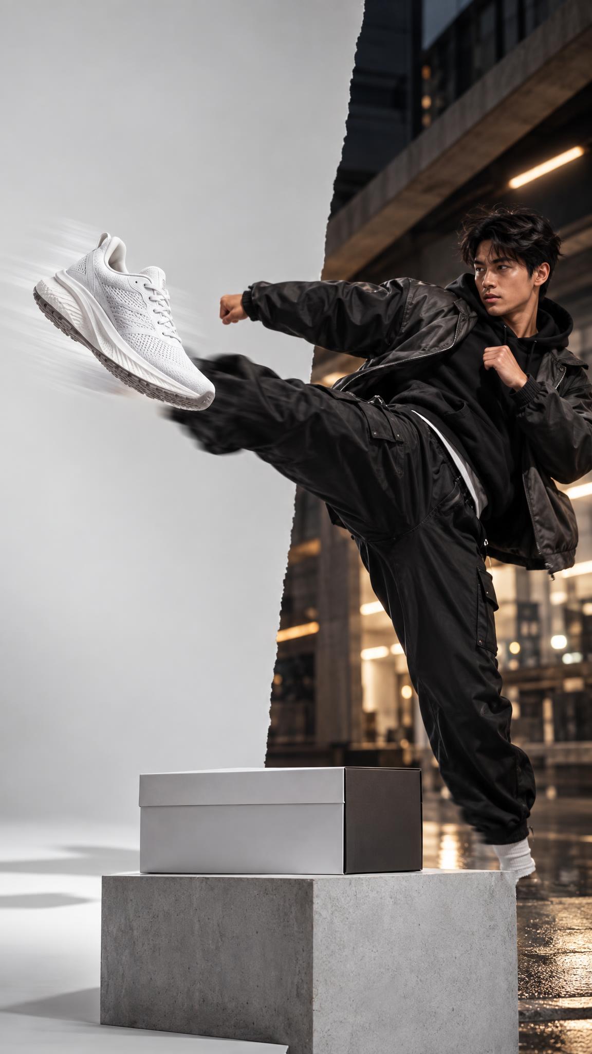 Product reveal video with studio lighting and motion blur