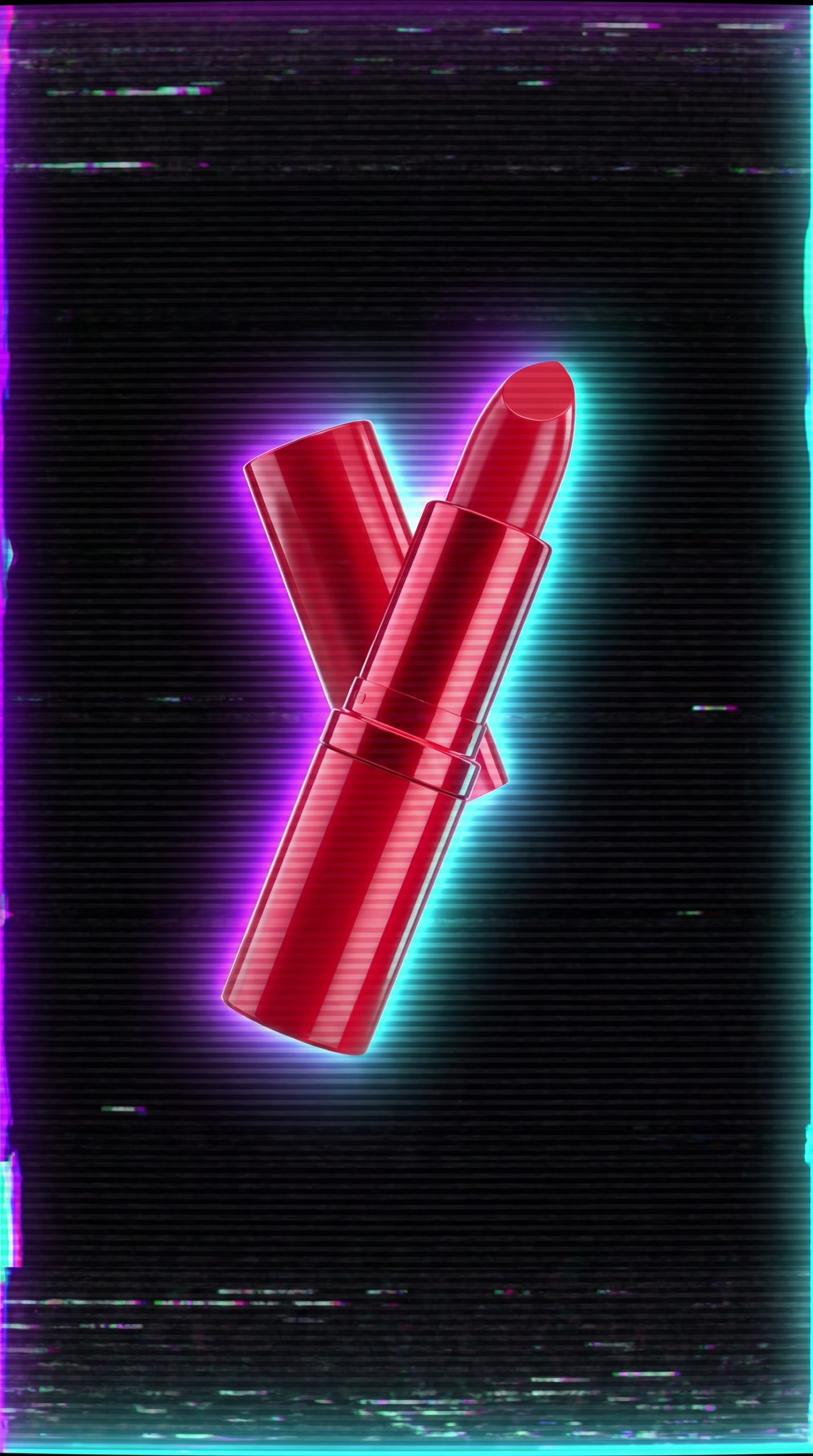Retro VHS effect lipstick product reveal