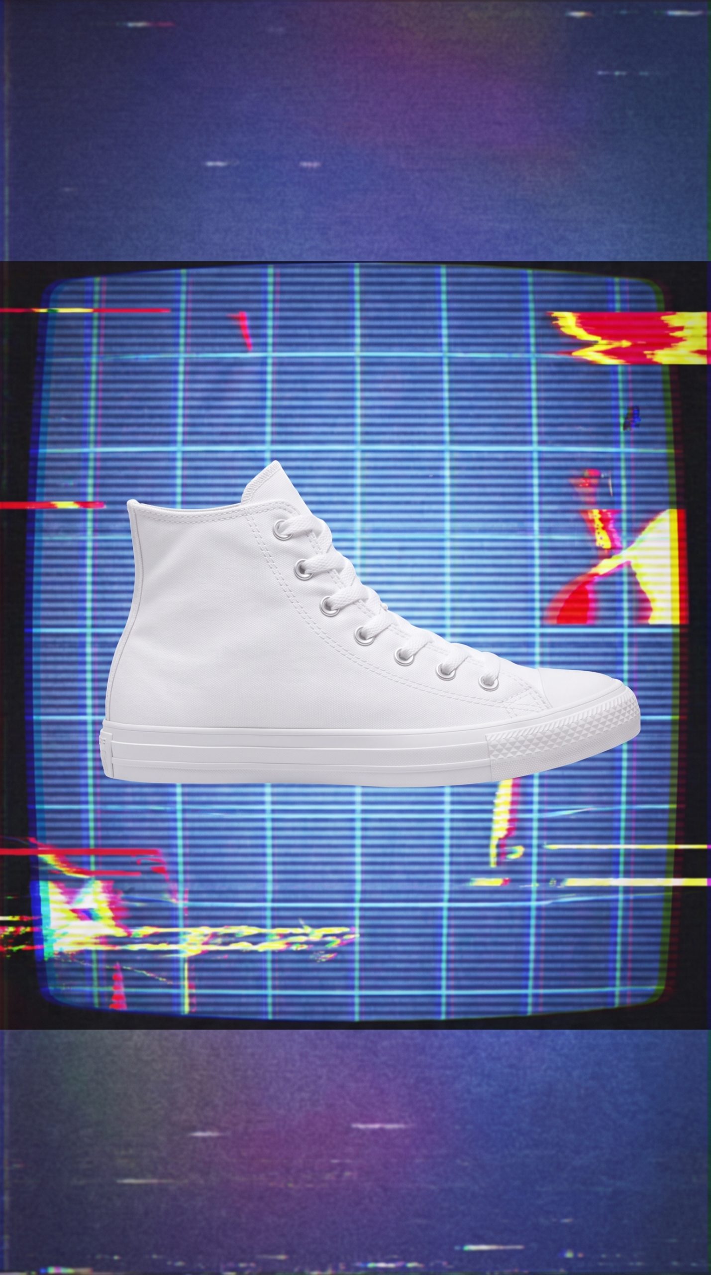 Retro VHS effect sneaker product reveal