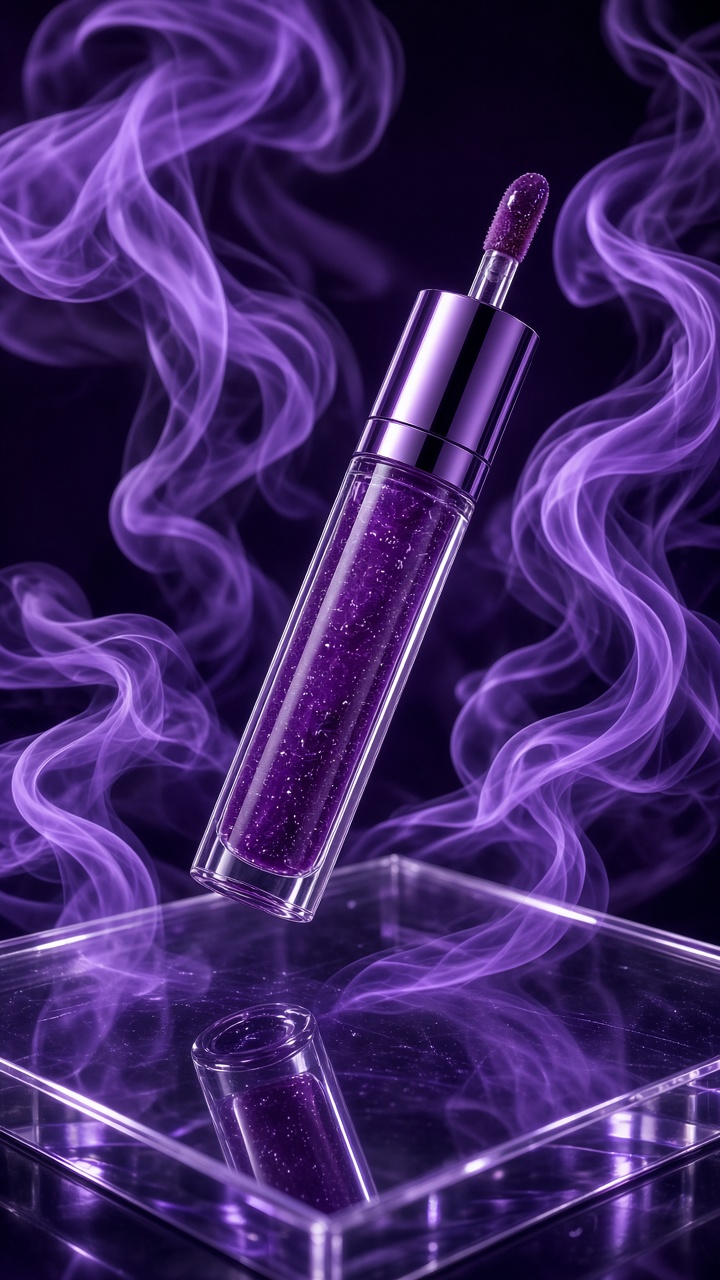 High fashion beauty product smoke ribbon effect on clear acrylic
